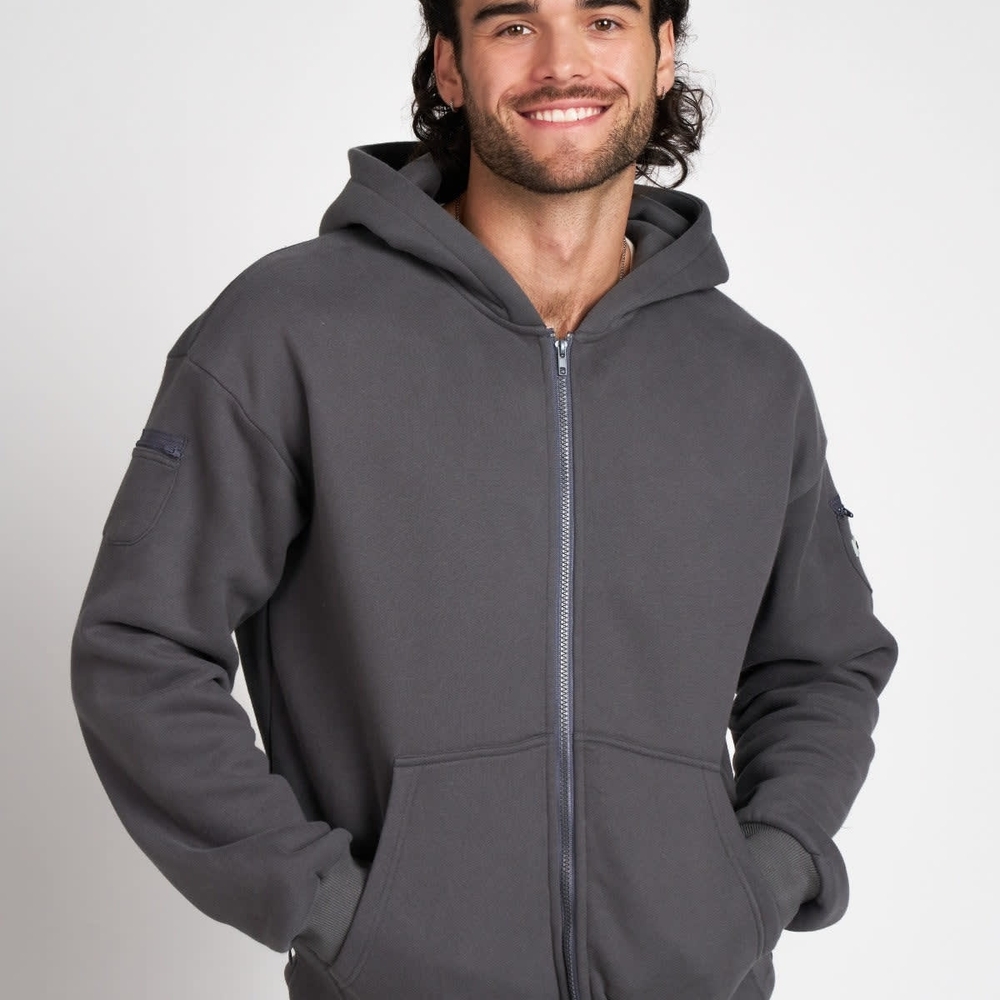 Comfrt Travel Essentials Gray Zip-Up Hoodie